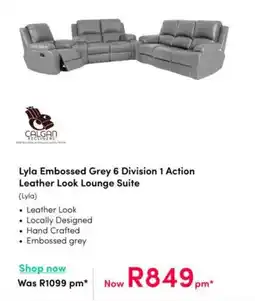 Teljoy Lyla Embossed Grey 6 Division 1 Action Leather Look Lounge Suite offer