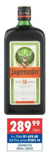 Ultra Liquors Jägermeister herbal liqueur offer