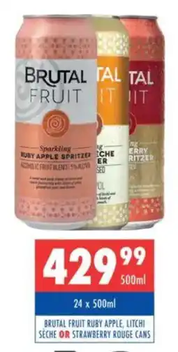 Ultra Liquors Brutal fruit ruby apple, litchi seche or strawberry rouge cans offer