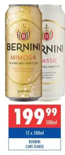 Ultra Liquors Bernini cans range offer