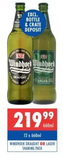 Ultra Liquors Windhoek draught or lager sharing pack offer