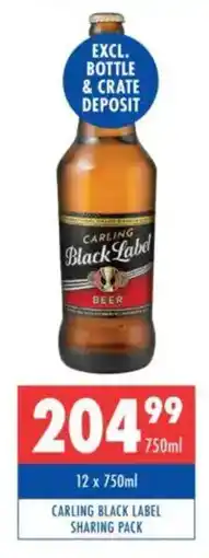 Ultra Liquors Carling black label sharing pack offer