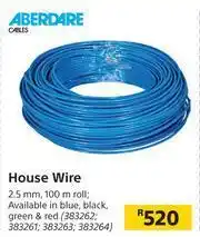 Builders Warehouse Aberdare Cables House Wire 2.5mm x 100m Roll offer