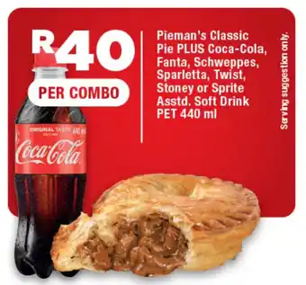 OK Express Pieman's Classic Pie PLUS Coca-Cola, Fanta, Schweppes, Sparletta, Twist, Stoney or Sprite Asstd. Soft Drink offer