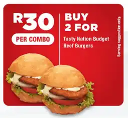 OK Express Tasty Nation Budget Beef Burgers offer