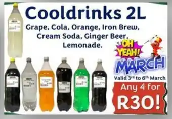 Foodeez Cooldrinks Grape, Cola, Orange, Iron Brew, Cream Soda, Ginger Beer, Lemonade offer