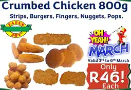 Foodeez Crumbed Chicken Strips, Burgers, Fingers, Nuggets, Pops offer