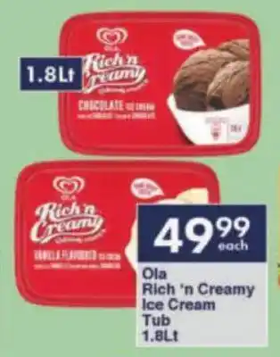 President Hyper Ola Rich 'n Creamy Ice Cream Tub offer