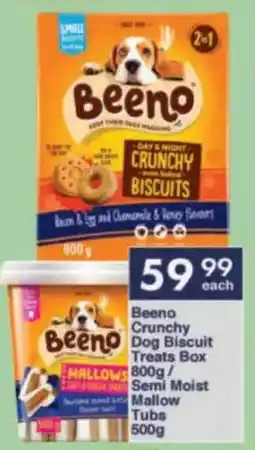 President Hyper Beeno Crunchy Dog Biscuit Treats Box/ Semi Moist Mallow Tubs offer