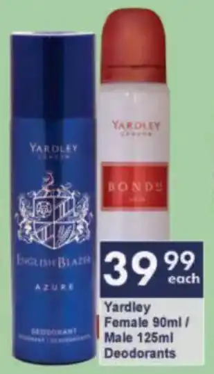 President Hyper Yardley Female/ Male Deodorants offer