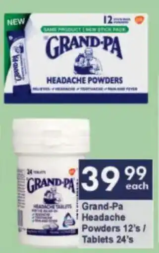 President Hyper Grand-Pa Headache Powders/ Tablets offer