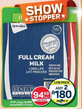 Pick n Pay Hypermarket PnP Long Life Milk Assorted offer