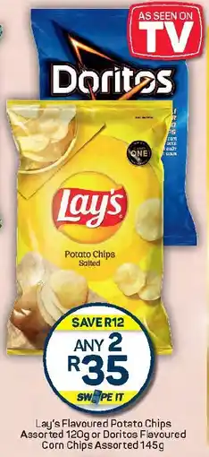 Pick n Pay Hypermarket Lay's Flavoured Potato Chips Assorted or Doritos Flavoured Corn Chips Assorted offer