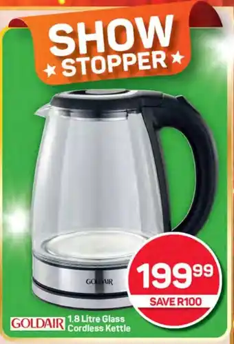 Pick n Pay Hypermarket GOLDAIR Glass Cordless Kettle offer