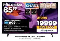 HiFi Corp Hisense 85-inch Smart 4K UHD TV-85A6N offer