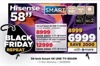 HiFi Corp Hisense 58-inch Smart 4K UHD TV-58A6N offer