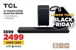 HiFi Corp TCL 3.1 Channel 240W Sound Bar S643W offer