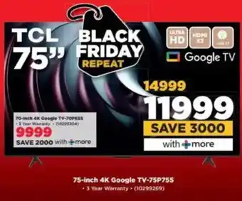 HiFi Corp TCL 75-inch 4K Google TV-75P755 offer