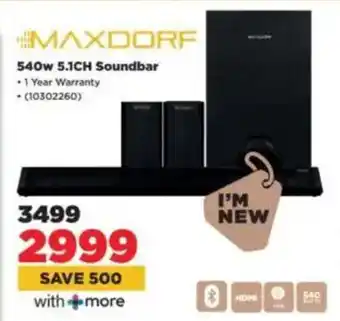 HiFi Corp MAXDORF 540w 5.1CH Soundbar offer