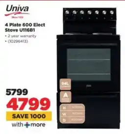 HiFi Corp Univa 4 Plate 600 Elect Stove U116B1 offer