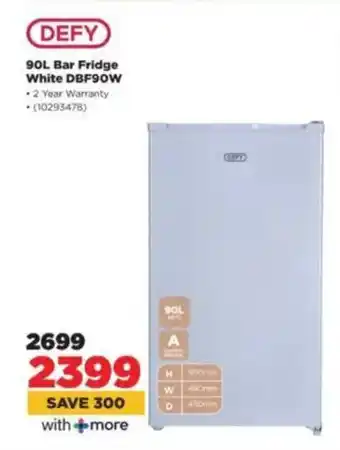 HiFi Corp DEFY Bar Fridge White DBF90W offer