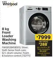 Builders Warehouse Whirlpool 8Kg Front Loader Washing Machine offer