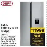 Builders Warehouse Defy 555L Side By Side Fridge offer
