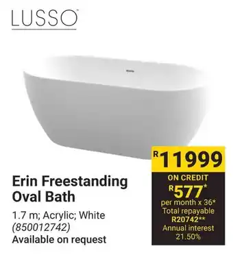 Builders Warehouse LUSSO Erin Freestanding Oval Bath offer