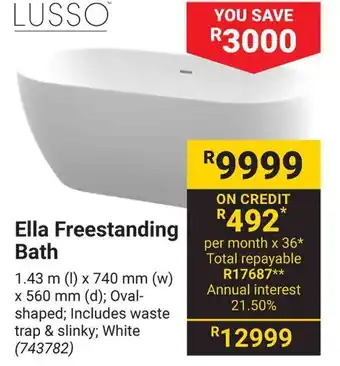 Builders Warehouse LUSSO Ella Freestanding Bath offer