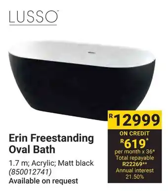 Builders Warehouse LUSSO Erin Freestanding Oval Bath offer