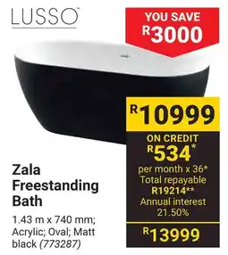 Builders Warehouse LUSSO Zala Freestanding Bath offer