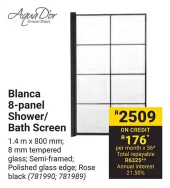 Builders Warehouse Aqua Dior Blanca 8-panel Shower/ Bath Screen offer