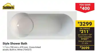 Builders Warehouse Style Shower Bath offer