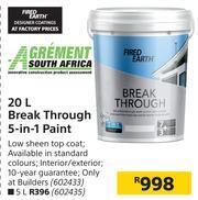 Builders Warehouse Fired Earth 20L Break Through 5 In 1 Paint offer