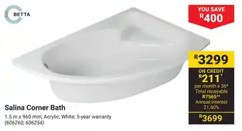 Builders Warehouse Salina Corner Bath offer