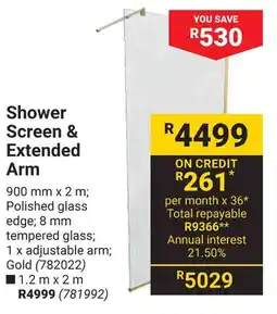 Builders Warehouse Shower Screen & Extended Arm offer