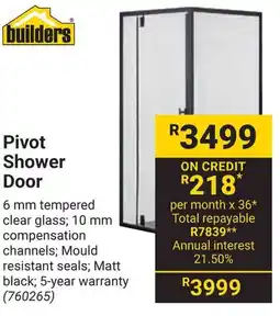 Builders Warehouse Pivot Shower Door offer