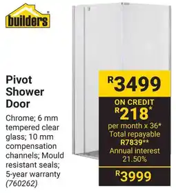 Builders Warehouse Pivot Shower Door offer