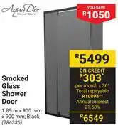 Builders Warehouse Aqua Dior Smoked Glass Shower Door offer