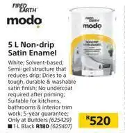Builders Warehouse Fired Earth Modo 5L Non Drip Satin Enamel offer