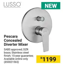 Builders Warehouse LUSSO Pescara Concealed Diverter Mixer offer