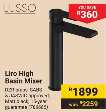 Builders Warehouse LUSSO Liro High Basin Mixer offer