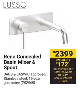 Builders Warehouse LUSSO Reno Concealed Basin Mixer & Spout offer