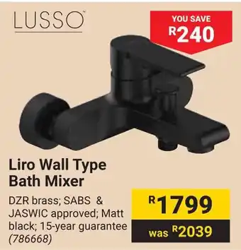 Builders Warehouse LUSSO Liro Wall Type Bath Mixer offer