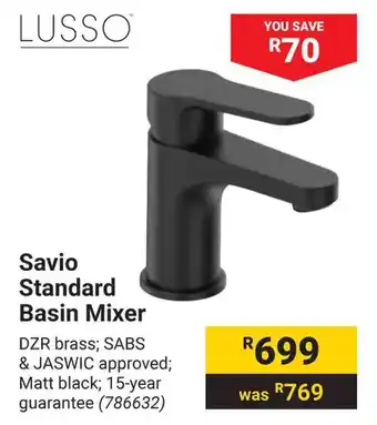 Builders Warehouse LUSSO Savio Standard Basin Mixer offer