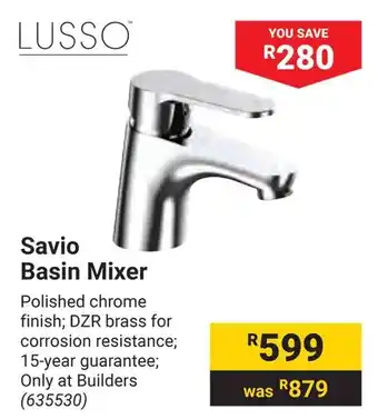 Builders Warehouse LUSSO Savio Basin Mixer offer