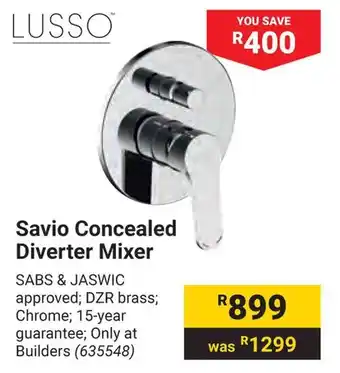 Builders Warehouse LUSSO Savio Concealed Diverter Mixer offer