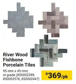 Builders Warehouse River Wood Fishbone Porcelain Tiles offer