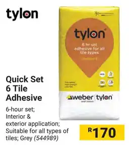 Builders Warehouse Tylon Quick Set 6 Tile Adhesive offer