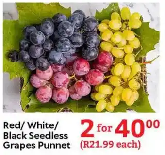 Oxford Freshmarket Red/White/ Black Seedless Grapes Punnet offer